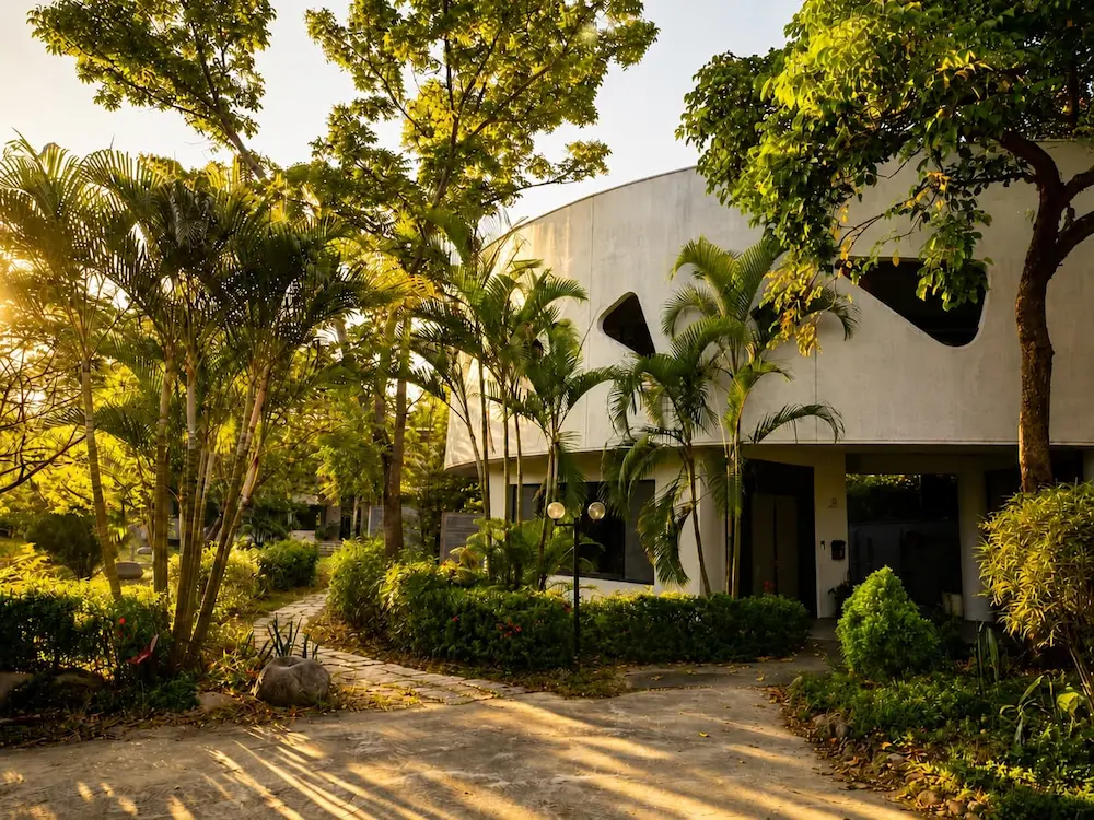 ananda-suruci yoga-retreat-center Ananda Suruci wellness centre and gardens at dusk